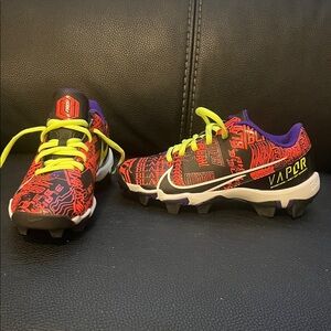 Nike Vapor Red and Black Cleats with Neon Accents OBJ Football 🏈 Cleats